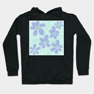 Blue and White Floral Daisies Flower Design Hoodie